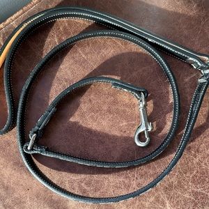 Coach black leather/canvas pet leash/ size small/ NWOT